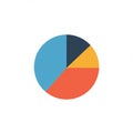 A pie chart with four segments of varying sizes and colors. The largest segment is blu Royalty Free Stock Photo