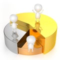 Pie Chart (Gold, Silver, Bronze) and Characters Royalty Free Stock Photo