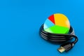 Pie chart with hdmi cable Royalty Free Stock Photo