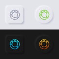 Pie chart icon set, Multicolor neumorphism button soft UI Design. Royalty Free Stock Photo