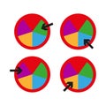 Pie chart icons. Data graph vector. Business stat set. Round diagram art. Royalty Free Stock Photo