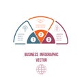 Pie chart Infographic colourful lines with text areas 3 position