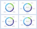 Pie chart infographic templates divided by 4 5 6 7 parts. Vector illustration Royalty Free Stock Photo