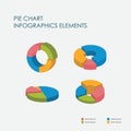 Pie Chart Infographics Elements 3D Set Vector, Flat Design, Full Color