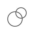 Pie chart, intersecting circles, venn diagram line icon.