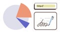 Data Visualization Pie Chart with Signature and URL Input Elements for Analysis and Digital Processes Royalty Free Stock Photo