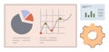 Data Visualization with Graphs, Charts, and Gear Representing Analysis and Optimization Royalty Free Stock Photo