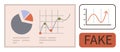 Data Charts with Highlight on Misinterpreted Graphs and Fake Information Concept Royalty Free Stock Photo