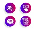 Pie chart, Payment click and Quickstart guide icons set. Report sign. Vector Royalty Free Stock Photo