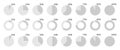Pie chart percentage icons set. Circle graph statistic diagram. Segment infographic. 25,50,60,75 slice element. Data
