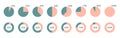 Pie chart percentage icons set. Segment infographic. Circle graph statistic diagram. 25,50,60,75 slice element. Data