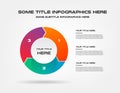 Pie chart of percentage infographics. Element of graph, diagram with 3 options - parts, processes, timeline. Vector