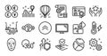 Pie chart, Ranking and Swipe up line icons set. Vector