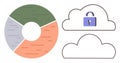 Data Security and Cloud Storage Concept with Pie Chart and Locked Cloud Icon Royalty Free Stock Photo