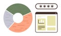 Data Analysis Concept with Pie Chart, Password Security, and Web Interface Elements Royalty Free Stock Photo