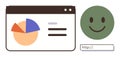 Website Analytics with Pie Chart and Positive User Feedback Icon Royalty Free Stock Photo