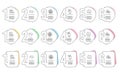 Pie chart, Teamwork and Document icons set. Smile chat, Sync and Touchscreen gesture signs. Vector