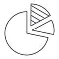 Pie Chart thin line icon, data and analytics Royalty Free Stock Photo