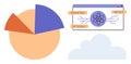 Data Analysis with Pie Chart and Technological Interface in Cloud Computing Environment Royalty Free Stock Photo