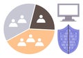 Data Distribution Pie Chart with Digital Security and Computer Screen Elements Royalty Free Stock Photo