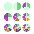 Pie charts set, part segment, infographic template for business report