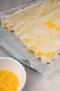 Pie dough baking with egg crust