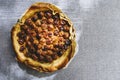 Pie with fresh apricots in a dish Royalty Free Stock Photo