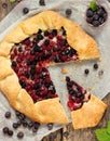 Pie with fresh berries of black raspberries Cumberland Royalty Free Stock Photo