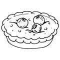 Pie icon. Vector of homemade berry pie. Hand drawn blueberry pie for a holiday