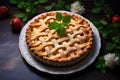 Pie with lattice crust tasty dessert background