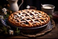 Pie with lattice crust tasty dessert background
