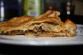 pie with meat cut from puff pastry.