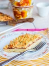 Pie pastry with apple jam and a cup of tea Royalty Free Stock Photo