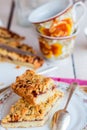 Pie pastry with apple jam and a cup of tea Royalty Free Stock Photo