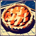 of a pie with a pattern on a dark background. AI generated Royalty Free Stock Photo