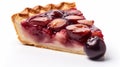 Delicate Plum Pie Slice On White Background