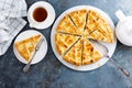 Pie with salted soft cheese and greens Royalty Free Stock Photo