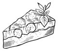 Pie slice sketch. Fruit tasty pastry dessert