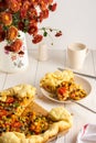 Pie with stewed vegetables Royalty Free Stock Photo