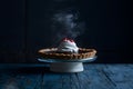 Pie in studio light, a delectable dessert captured perfectly