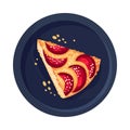 Pie or Tart with Fruit as Dessert Served on Plate Vector Illustration