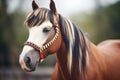 piebald horse with braided mane