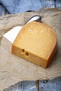 Piece of aged Dutch Gouda cheese, tasty european food