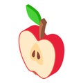 Piece apples icon, isometric 3d style