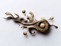 Piece of art made of wood and other materials, with a fire element Royalty Free Stock Photo