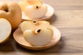 Piece of Asian pear fruit or Nashi pear Royalty Free Stock Photo