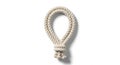 A piece of beige rope is arranged in the shape of a loop knot against a white background. The Royalty Free Stock Photo