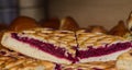 Berry pie pieces in bakery