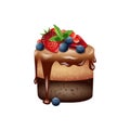 piece of biscuit cake with chocolate and fruits 2