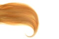 Piece of blond hair with fat curl isolated